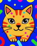 Playful Orange Cat Polka Dot Rug