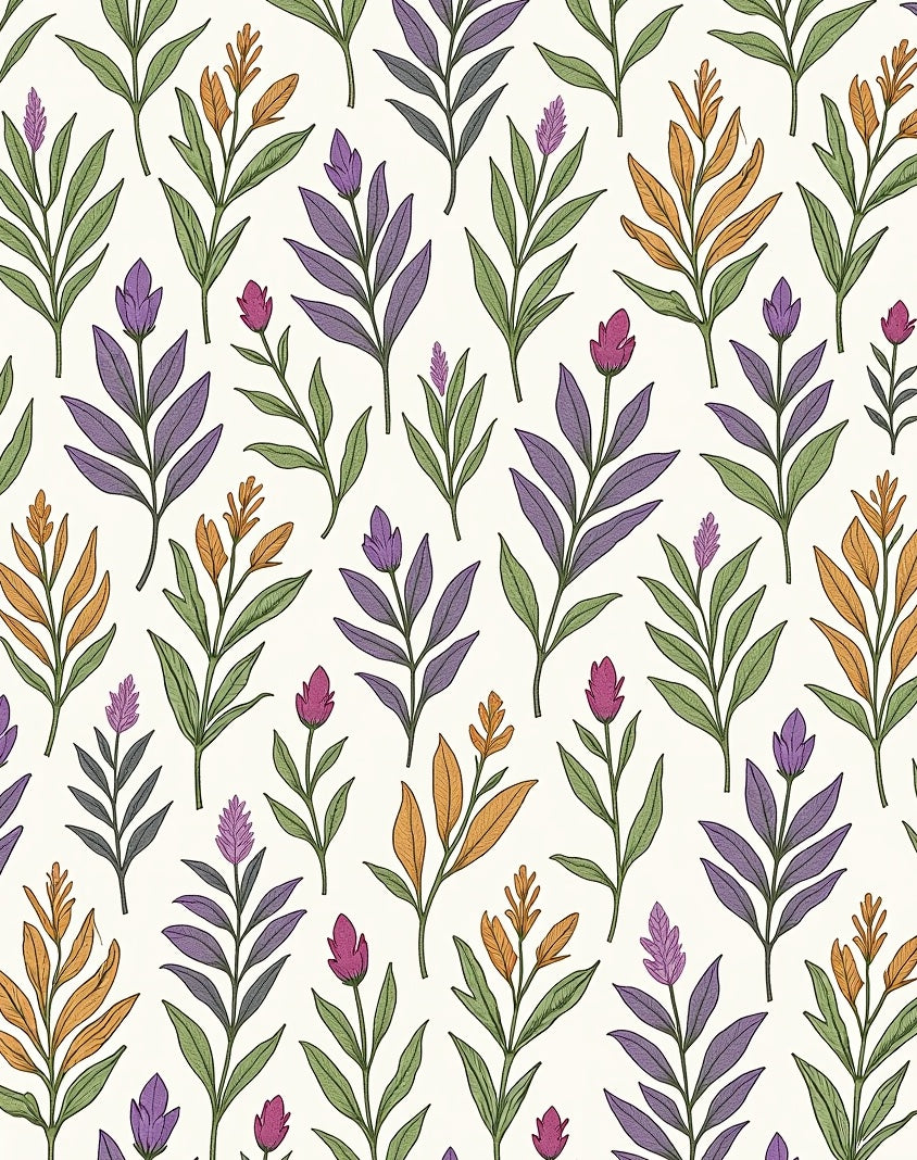 Delicate Floral Leaf Pattern Rug