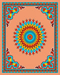 Bright Floral Mandala And Border Design Rug