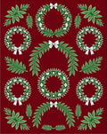 Green Christmas Wreaths with White Bows Rug