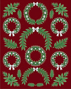 Green Christmas Wreaths with White Bows Rug