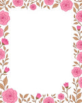 Pink Rose Floral Border Design Rug