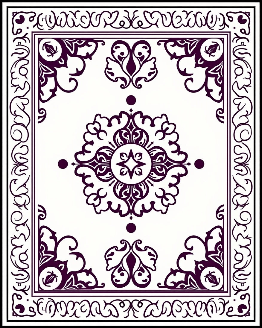 Ornate Floral Tile Pattern Rug