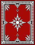 Bold Red Star Burst Geometric Pattern Rug