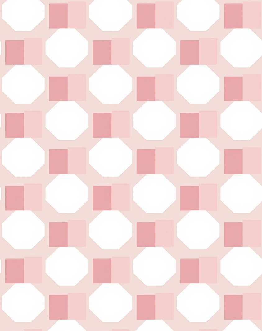 Soft Pink Geometric Octagon Pattern Rug