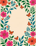 Vibrant Floral Butterfly Pattern Design Rug