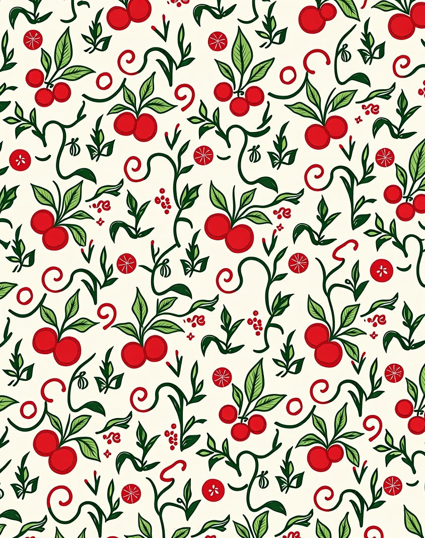 Cherry Vine Botanical Print Rug
