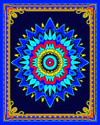 Bold Geometric Mandala Blue Rug