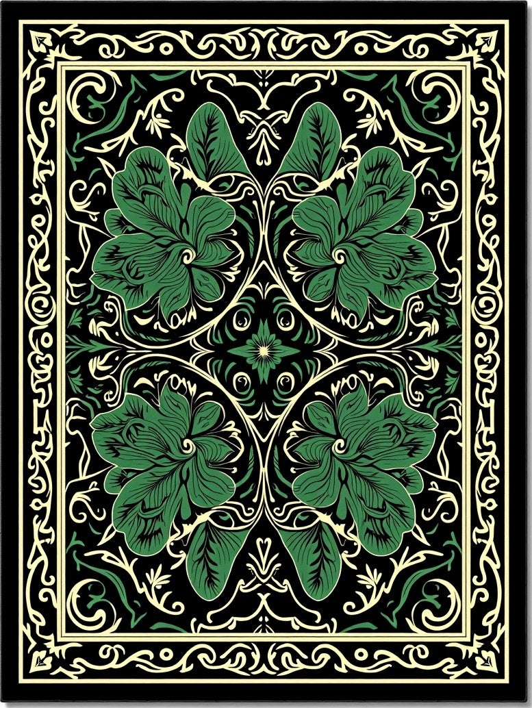 Art Nouveau Green Floral Scroll Rug