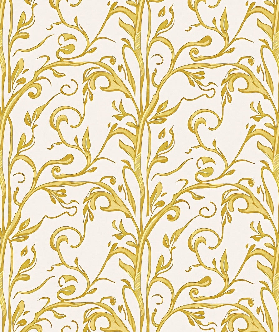Golden Swirl Vine Pattern Rug