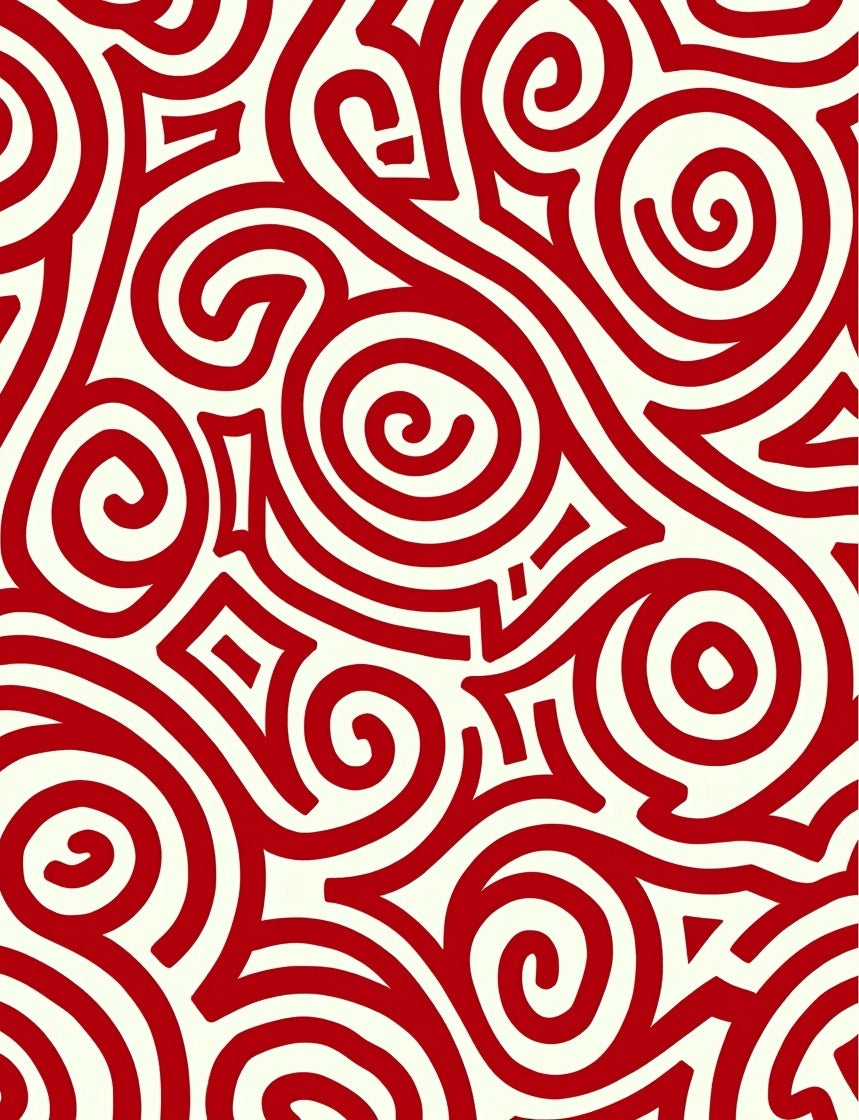 Crimson Swirls Abstract Pattern Rug