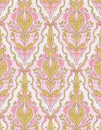 Gilded Pink Gold Damask Pattern Rug