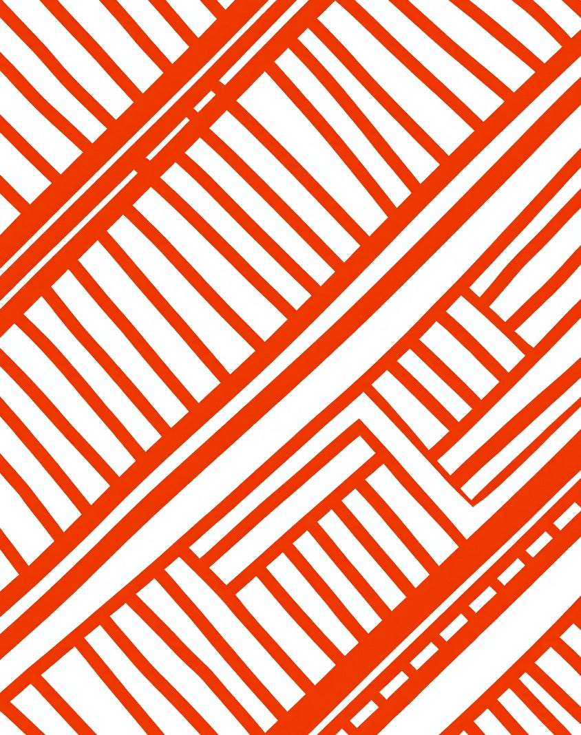 Orange White Intersecting Lines Pattern Rug