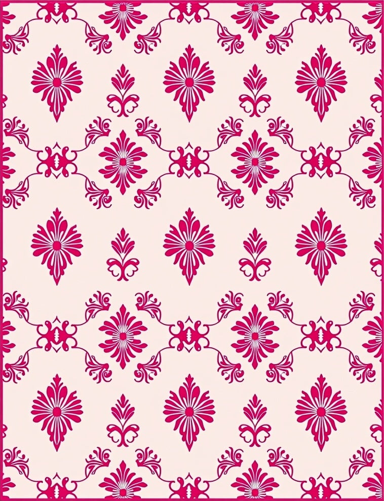 Bold Magenta Floral Scrollwork Rug