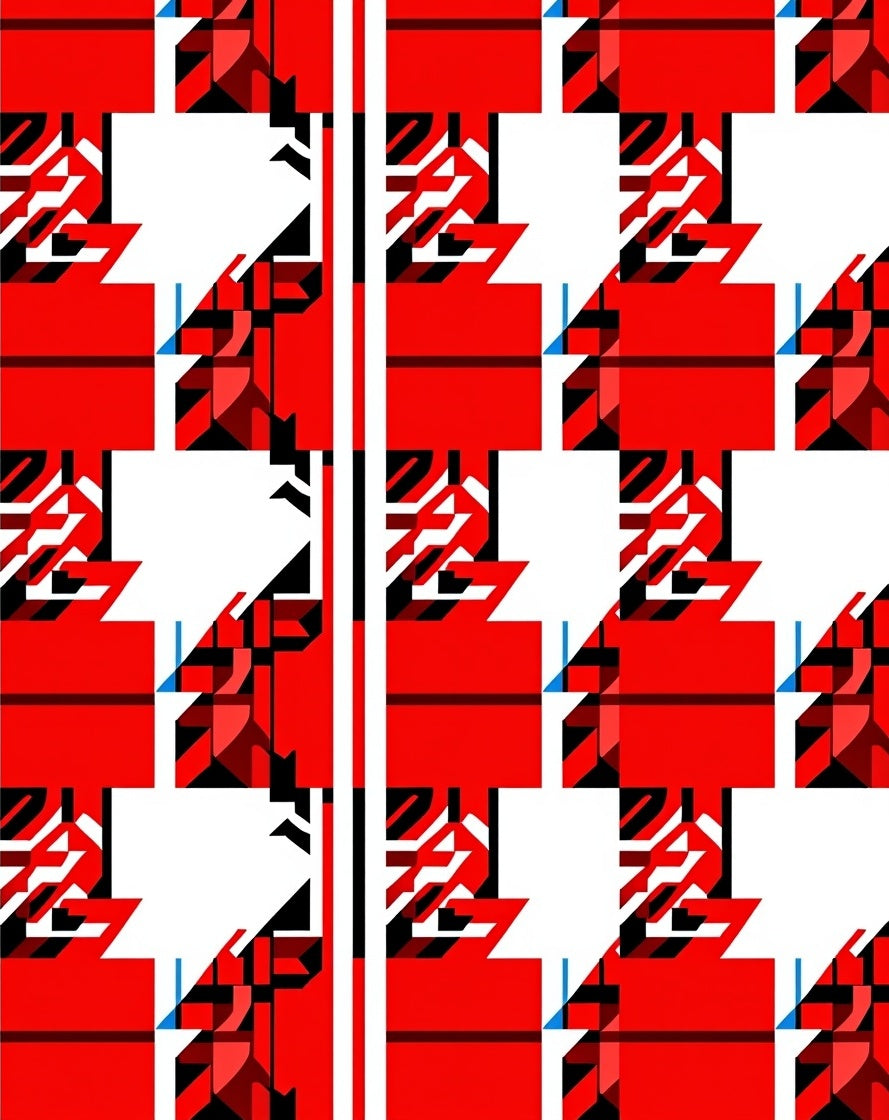 Bold Red And Black Geometric Pattern Rug