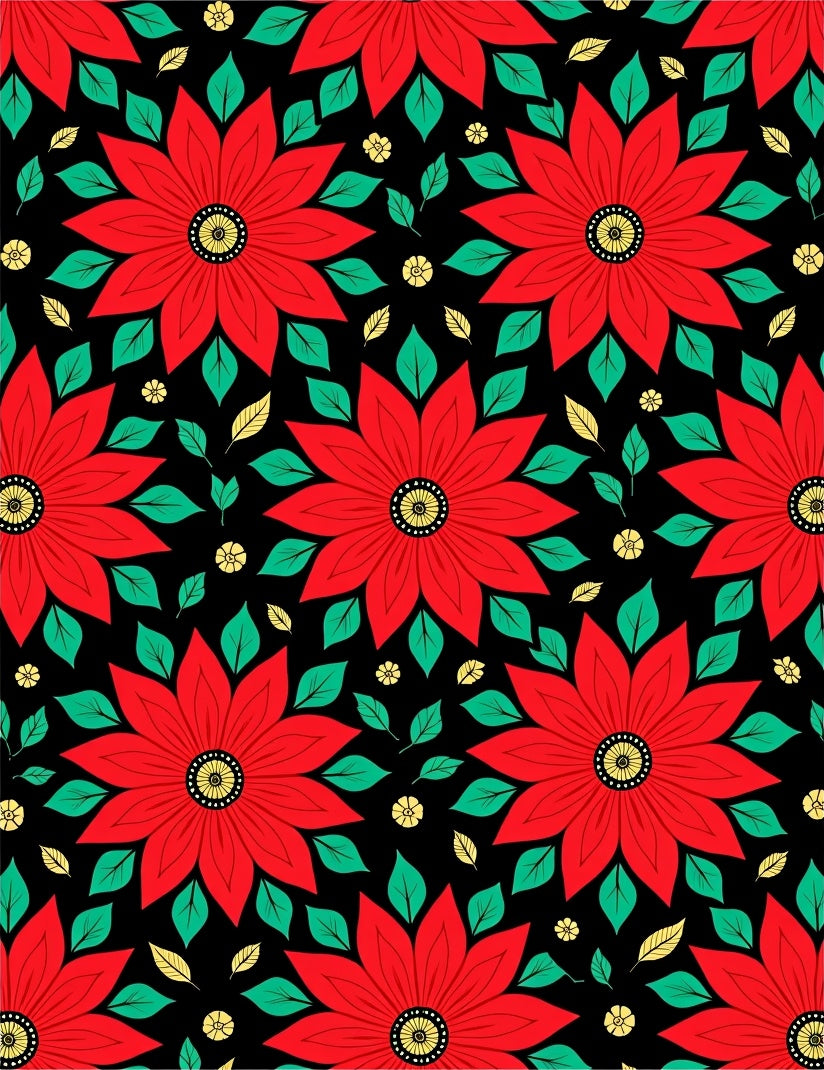 Bold Red Floral Starburst Garden Rug