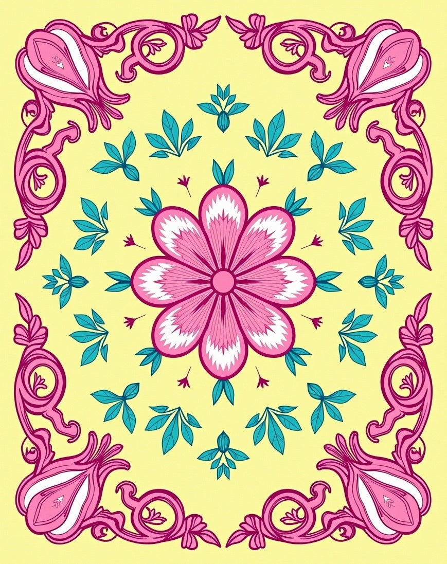 Vibrant Floral Swirl Pattern Rug