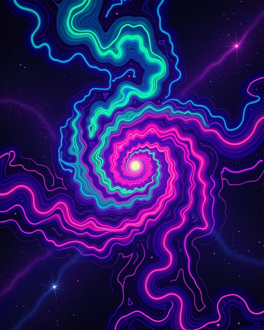 Cosmic Swirl Neon Waves Rug