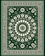 Ornate Floral Mandala Bordered Rug