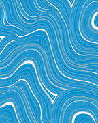 Abstract Blue White Flowing Lines Rug