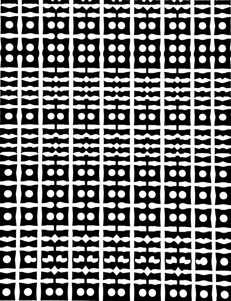 Black White Geometric Dot Pattern Rug