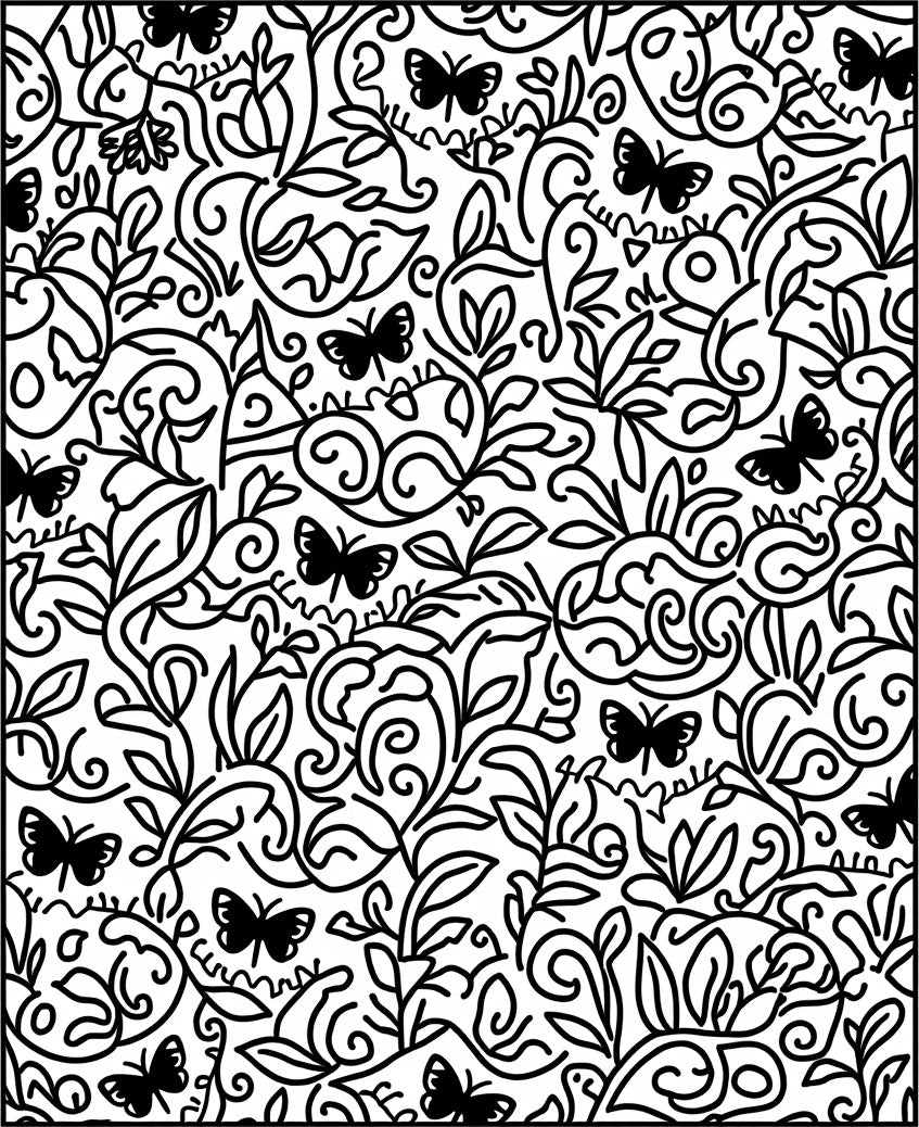 Nature Inspired Butterfly Outline Design Rug