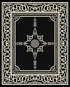 Ornate Black Cream Geometric Mandala Rug