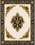 Elegant Gold Blue Scrollwork Design Rug