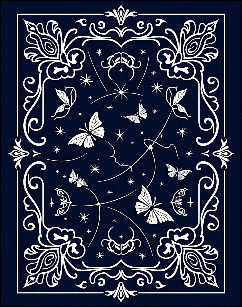 Mystical Butterfly Constellation Pattern Rug