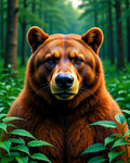 Majestic Bear In Green Forest Rug
