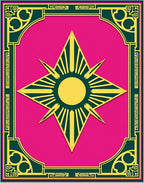 Radiant Sunburst Teal Pink Art Deco Rug