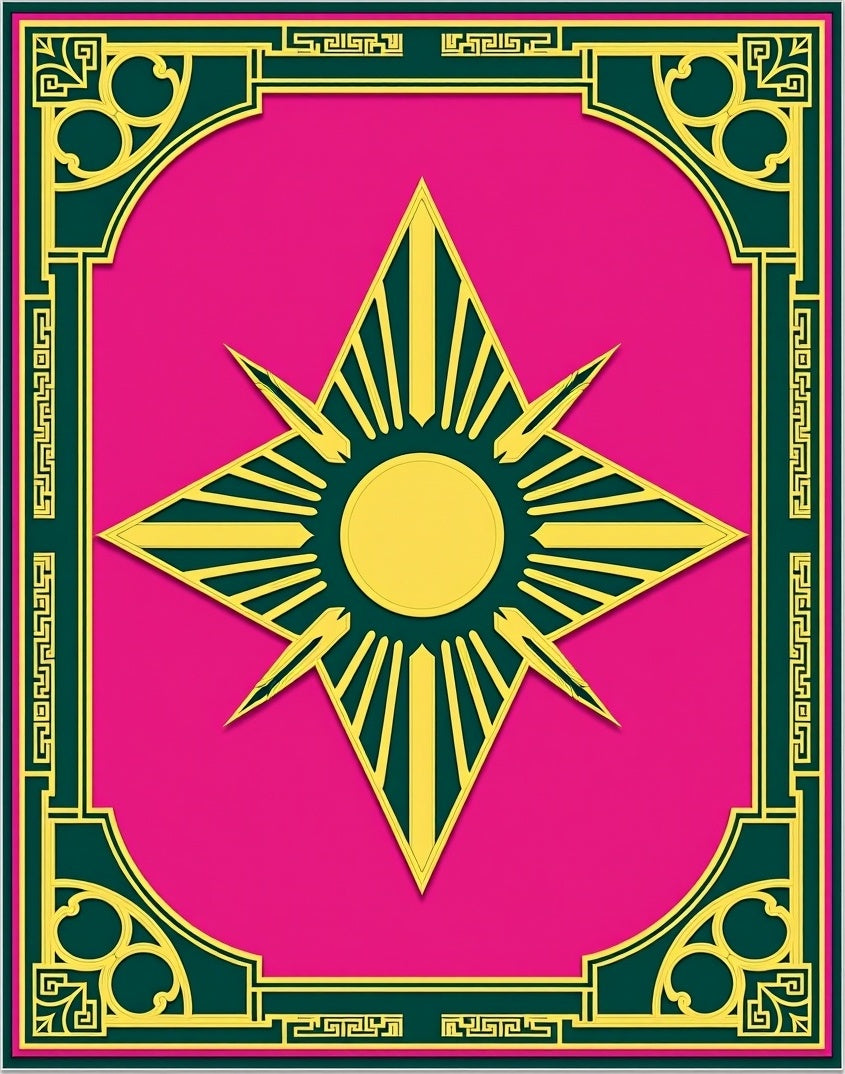 Radiant Sunburst Teal Pink Art Deco Rug