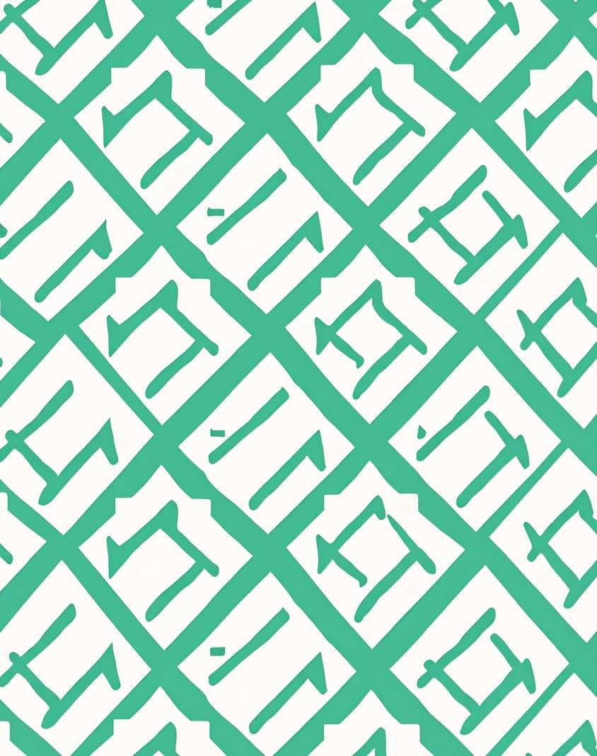 Modern Teal Geometric Diamond Rug