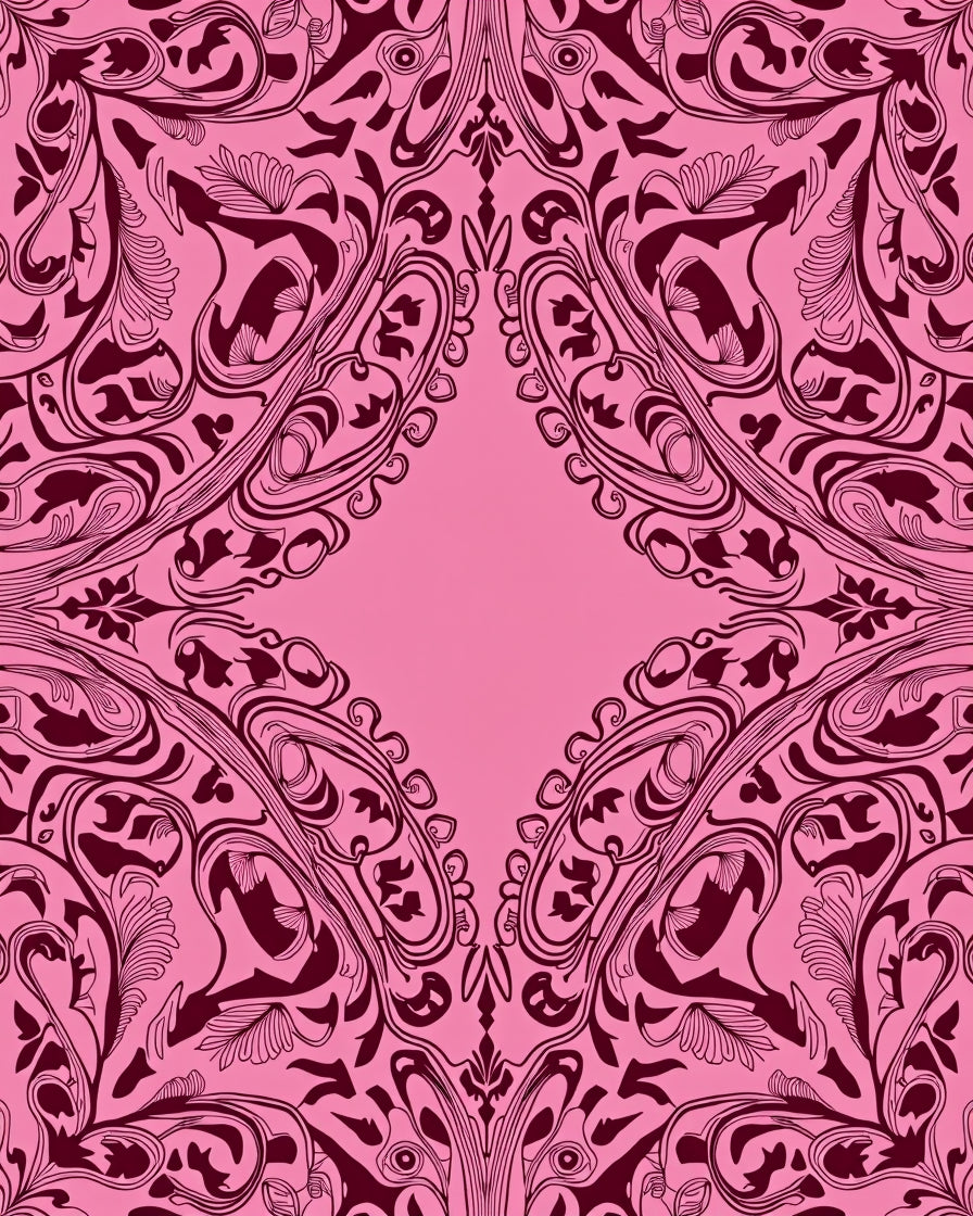 Elegant Pink Floral Swirl Pattern Rug