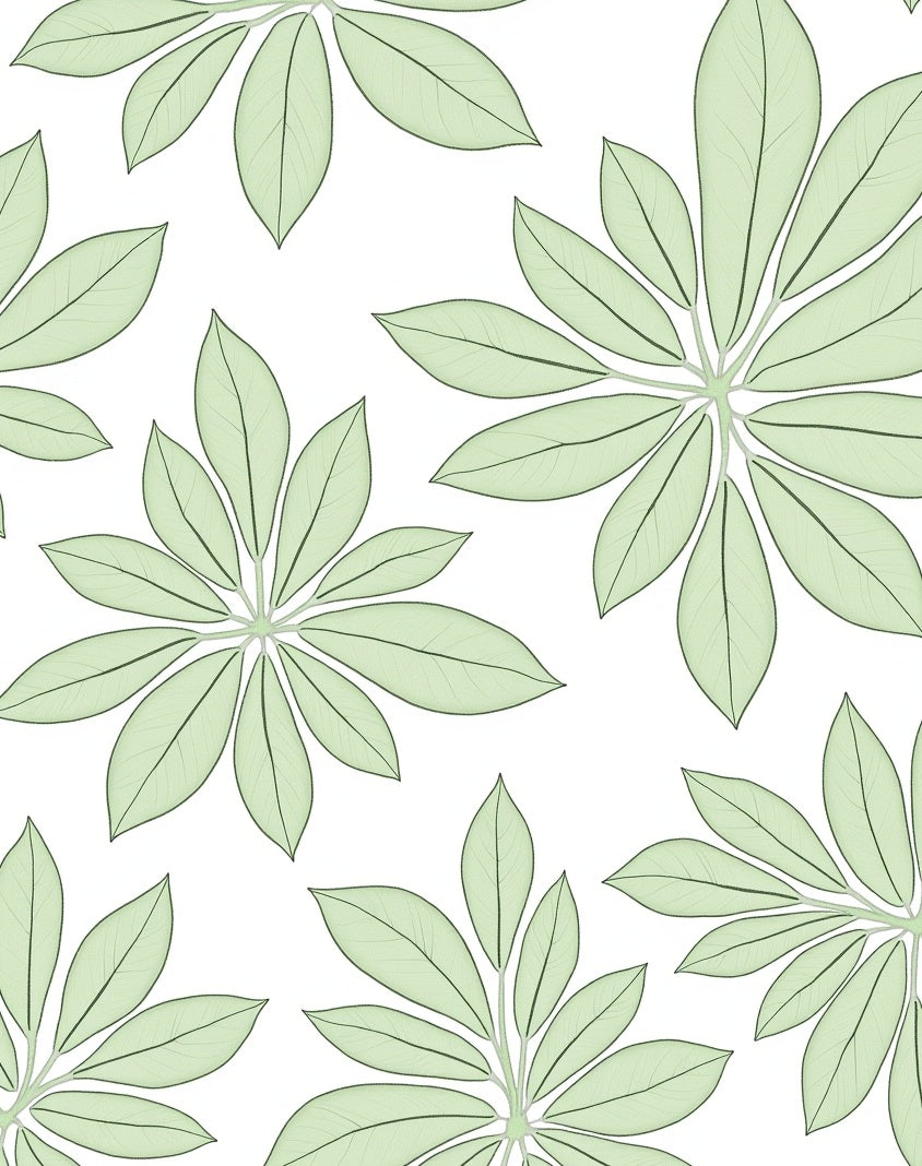 Delicate Green Leaf Pattern Rug