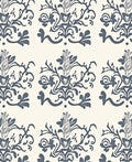Elegant Blue White Floral Damask Rug
