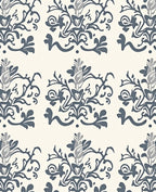 Elegant Blue White Floral Damask Rug