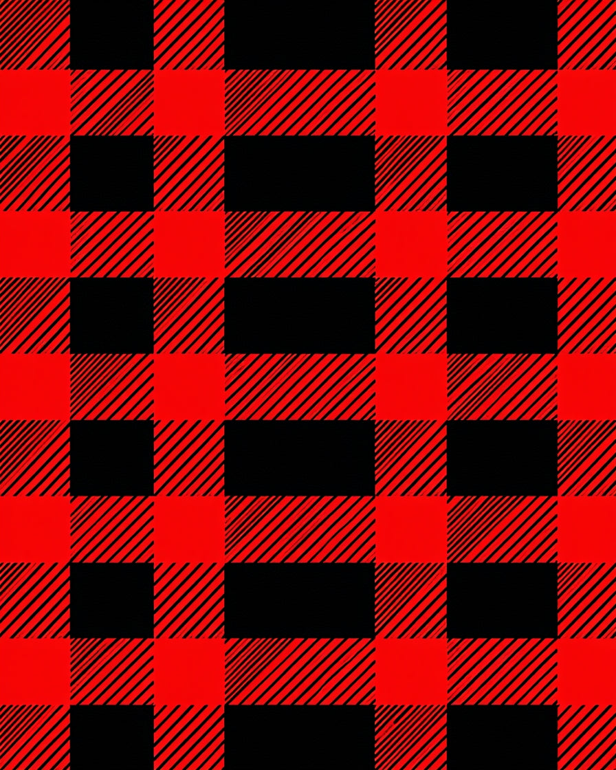 Red Black Plaid Patterned Design Rug