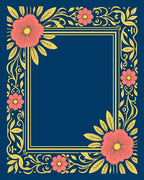 Coral Floral Vine Border Design Rug