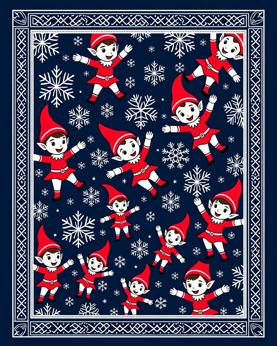Winter Elves Snowflakes Pattern Rug