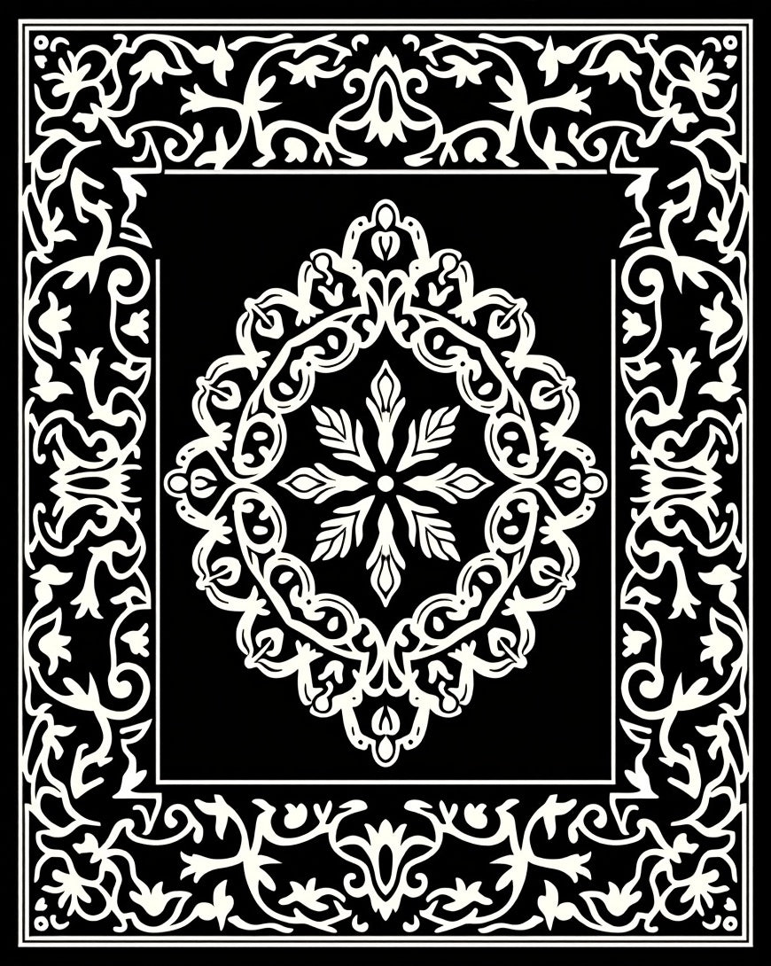 Classic Medallion Floral Border Rug