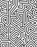 Black White Abstract Maze Pattern Rug