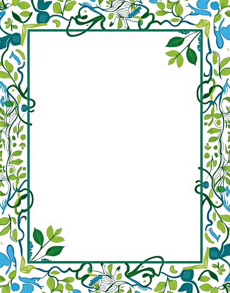 Green And Blue Floral Vines Rug