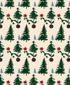 Evergreen Tree Holiday Floral Rug