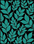 Teal Leafy Branch Black Background Rug