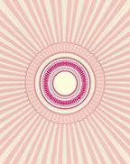 Crimson Pink Sunburst Concentric Circles Rug