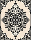 Ornate Black Cream Mandala Design Rug