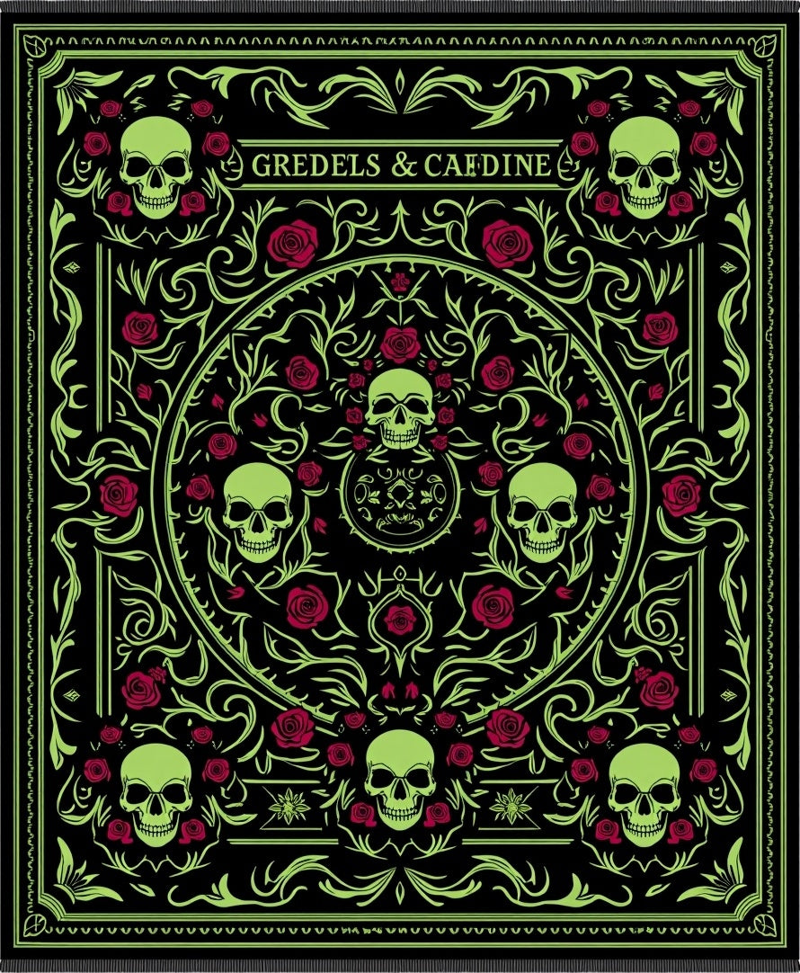 Glow Skull Rose Floral Mandala Rug