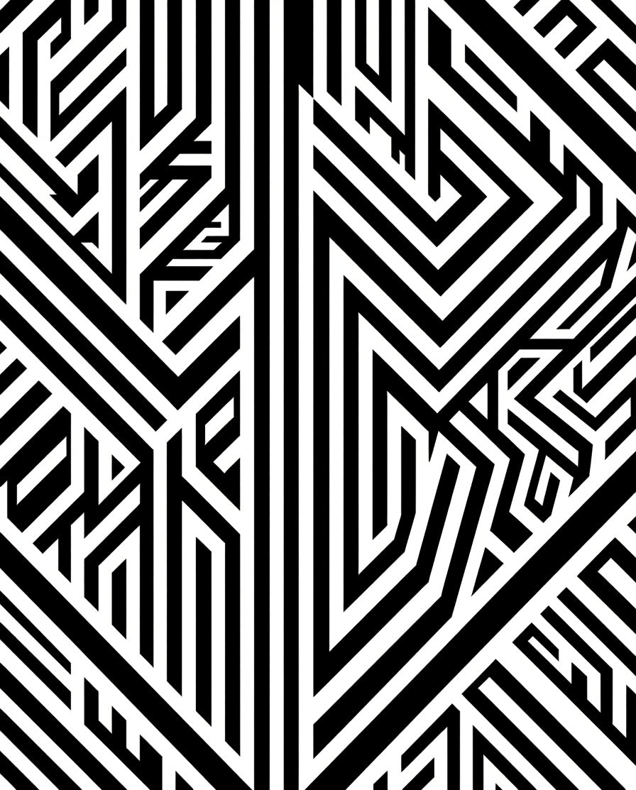 Abstract Black White Geometric Pattern Rug