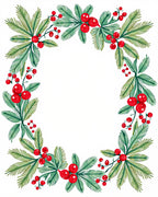 Festive Berry and Pine Leaf Border Rug